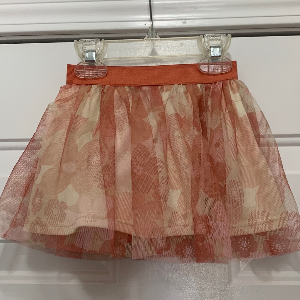 4/$10 Disney Floral Tulle Tutu Skirt Size 2t Coral And Cream Floral